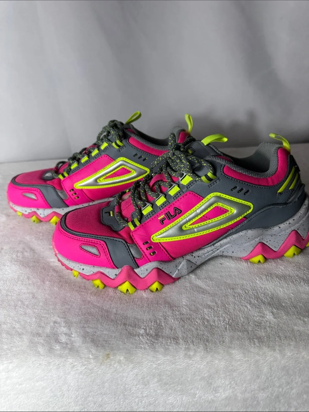 Fila Women’s Sneakers in Hot Pink, Gray and Neon Yellow